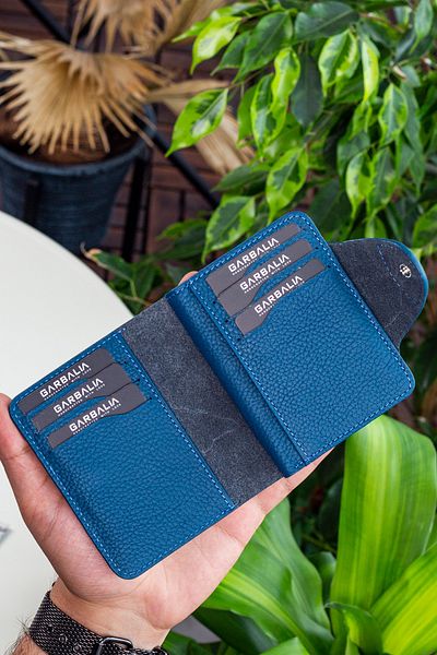 Garbalia Πορτοφόλι Unisex Blue Petrol - Γνήσιο δέρμα με πρόσθετη θήκη για κάρτα