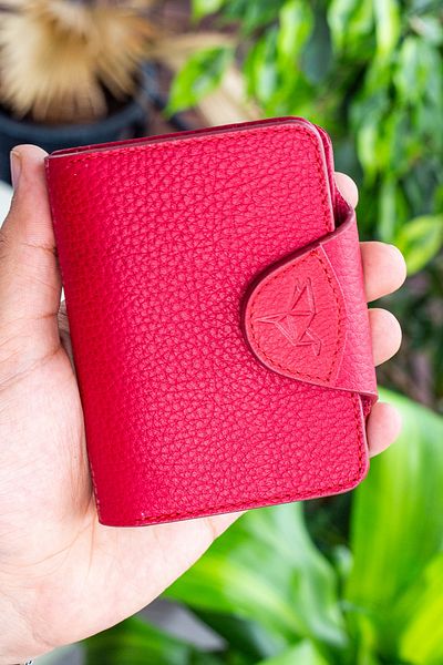 Garbalia Genuine Leather Red Unisex Wallet with Additional Card Holder