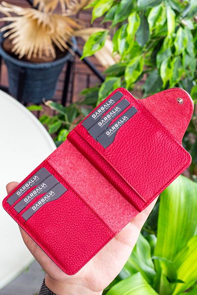 Garbalia Genuine Leather Red Unisex Wallet with Additional Card Holder