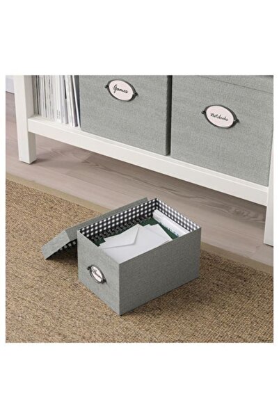IKEA Kapaklı Kutu 18x25x15 Cm Gri Düzenleme-raf-ünite Kutusu Kulplu Toparlayıcı Kutu