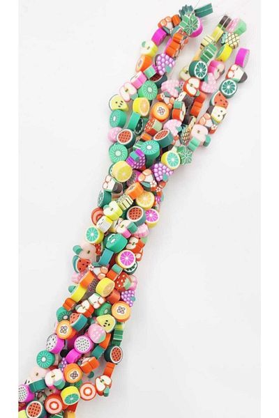 yiğit aksesuar 2 Strings (80 Pieces) Mixed Fruit Figure Jewelry Making Material Starter Fimo Beads