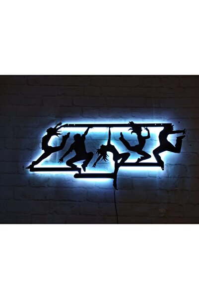 MF TASARIM Rgb Kumandalı Dans Eden Insanlar Led Işıklı Ahşap Mdf Dekoratif Tablo