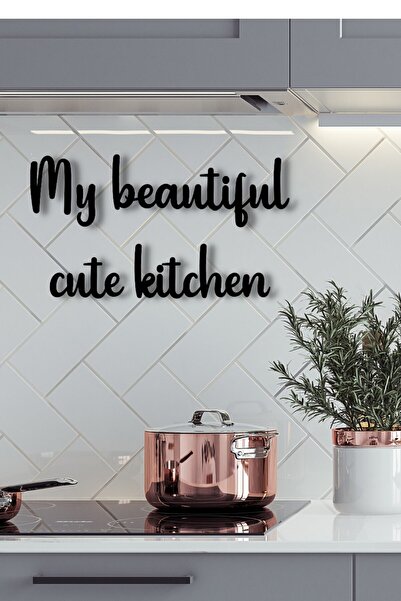 NT Handmade Siyah Ahşap My Beautiful Cute Kitchen Duvar Dekoru - Mutfak Konse...