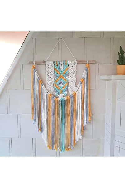 Limenis Dekoratif Makrome Duvar Süsü / Mint Hardal Krem Makrome Aksesuar / Te...