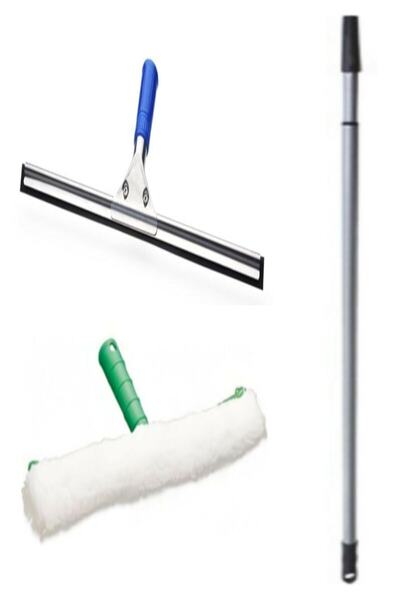 FırsatYapıMarket Metal Cam Sil Çekpas Çek Çek 35 cm + Mikrofiber Peluş+ Teles...