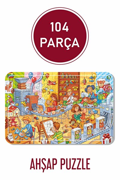 Baskı Atölyesi Oyuncak Fabrikası 104 Parça Ahşap Puzzle
