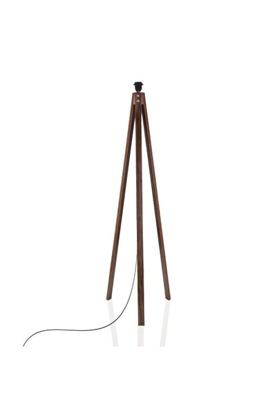 Modamonline Lambader Ayağı Tripod Ayak Ahşap Abajur Ayağı Üçlü Ahşap Ayak Tesisat Dahil Kahverengi 1660