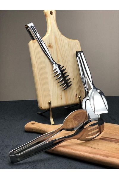 SEYRAN Set of 3 Serving Tongs Salad Pasta Pastry Pastry Tongs 304 Stainless Steel