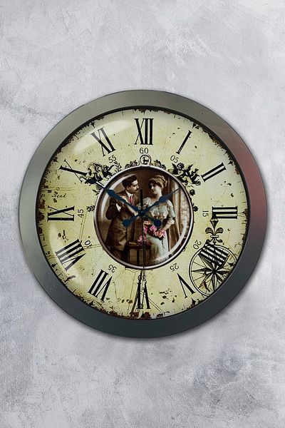 Kasva Concept Gift 36 cm Chrome Metal Nostalgia Wall Clock