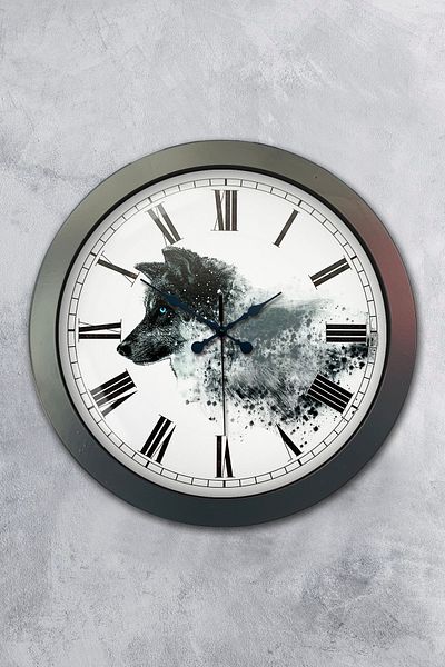 Kasva Concept Gift 36 cm Black Metal Wolf Wall Clock