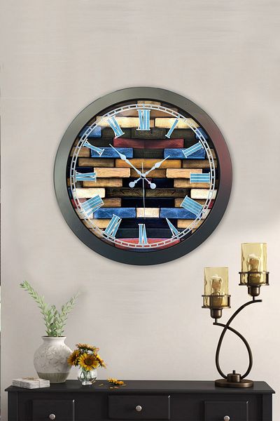 Kasva Concept Gift 36 cm Chrome Metal Wood Wall Clock