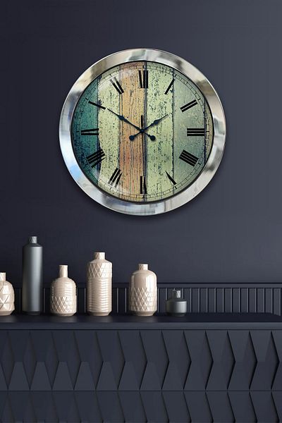Kasva Concept 36 cm Chrome Metal Roman Antique Wall Clock