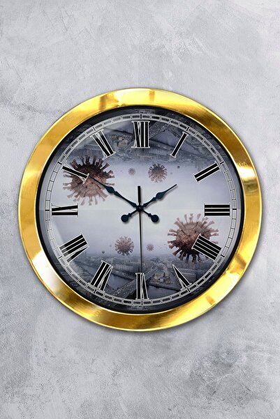 Platin Saat ساعة حائط العالم الجديد معدن ذهبي مقاس 36 سم