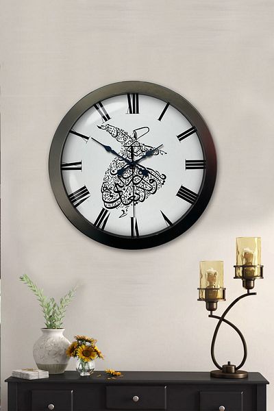Kasva Concept Gift 36 cm Black Metal Mevlana Wall Clock
