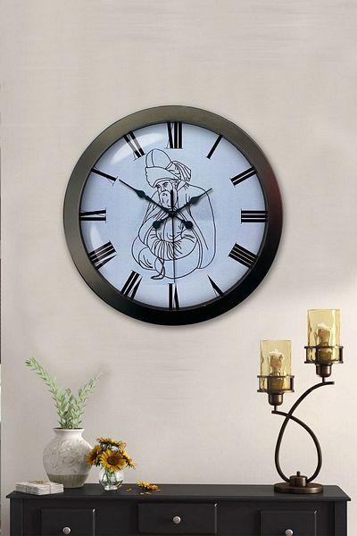 Kasva Concept Gift 36 cm Black Metal Mevlana Wall Clock