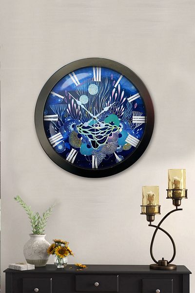 Kasva Concept 36 cm Black Metal Sea Life Wall Clock