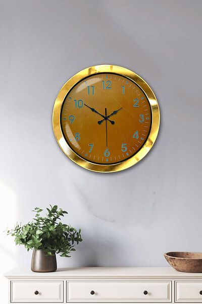 Kasva Concept Gift 36 cm Gold Metal Yellow Wall Clock