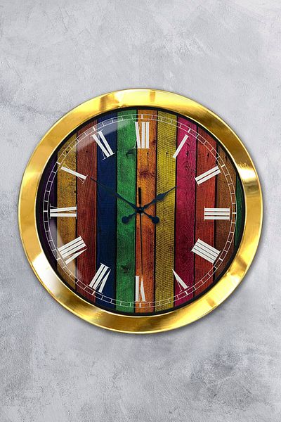 Kasva Concept Gift 36 cm Gold Metal Color World Wall Clock