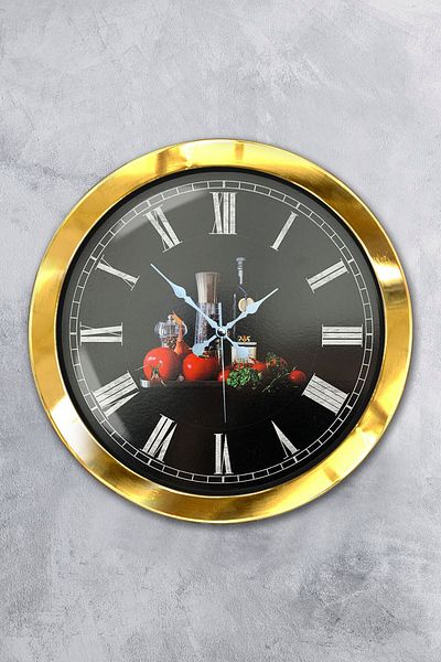 Kasva Concept Gift 36 cm Gold Metal Kitchen Wall Clock