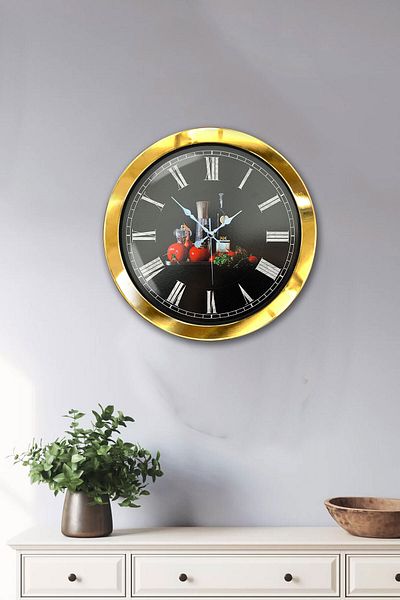Kasva Concept Gift 36 cm Gold Metal Kitchen Wall Clock