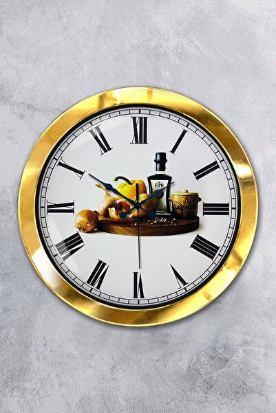 Platin Saat هدية ساعة حائط مطبخ معدنية ذهبية مقاس 36 سم