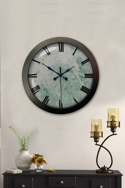 Kasva Concept Gift 36 cm Black Metal Roman Numeral Wall Clock
