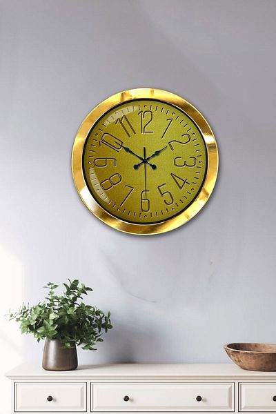 Kasva Concept Gift 36 cm Gold Metal Yellow Wall Clock