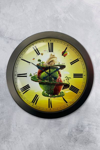 Kasva Concept Gift 36 cm Black Metal Natural Wall Clock