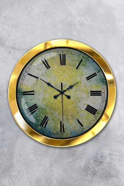 Platin Saat هدية ساعة حائط حديثة معدنية ذهبية مقاس 36 سم