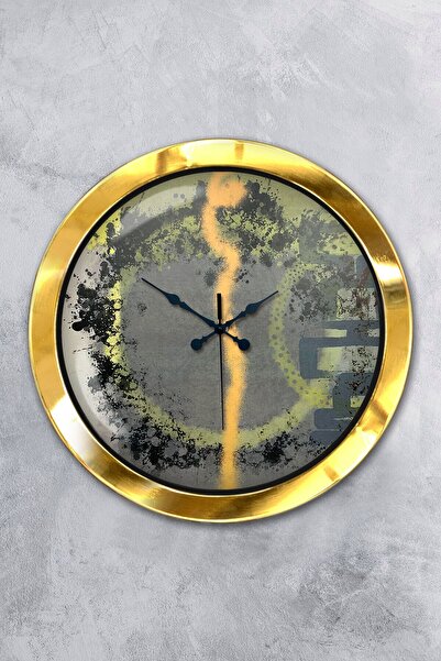Platin Saat ساعة حائط بخط حديث معدني ذهبي مقاس 36 سم
