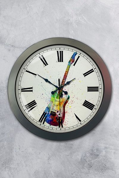 Kasva Concept Gift 36 cm Black Metal Guitar Wall Clock