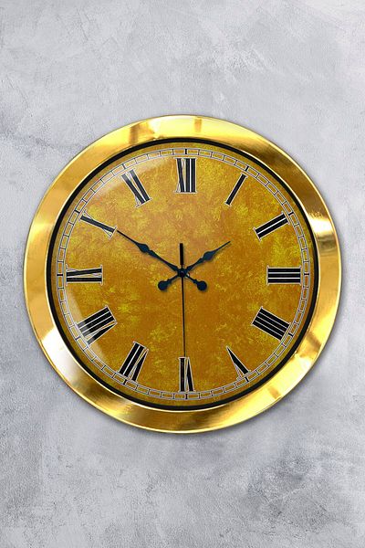 Kasva Concept Gift 36 cm Gold Metal Yellow Wall Clock