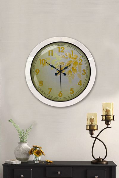 Kasva Concept Gift 36 cm White Metal Yellow Wall Clock