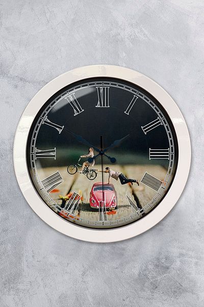 Kasva Concept Gift 36 cm White Metal Tosbağa Wall Clock