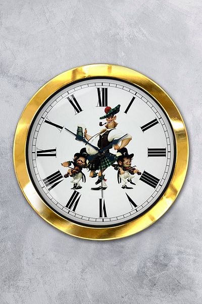 Kasva Concept Gift 36 cm Gold Metal Cartoon Wall Clock