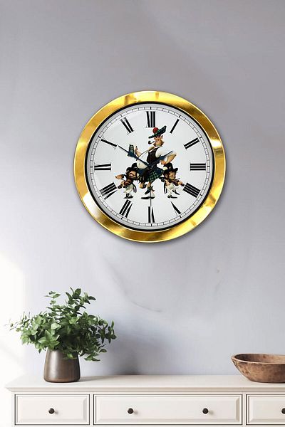 Kasva Concept Gift 36 cm Gold Metal Cartoon Wall Clock