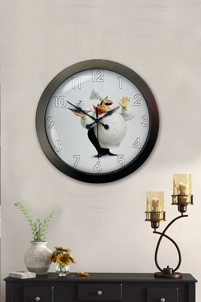 Kasva Concept Gift 36 cm Black Metal Kitchen Wall Clock