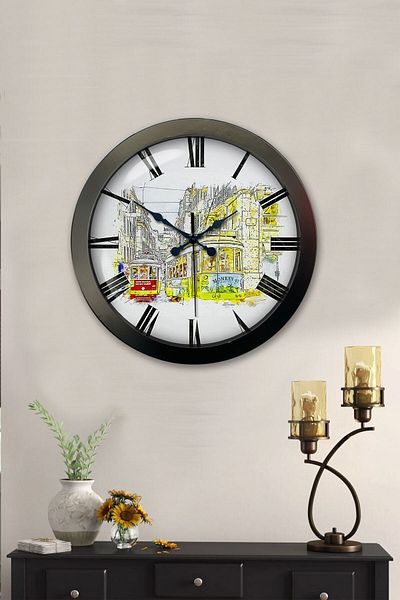 Kasva Concept Gift 36 cm Black Metal Nostalgia Wall Clock