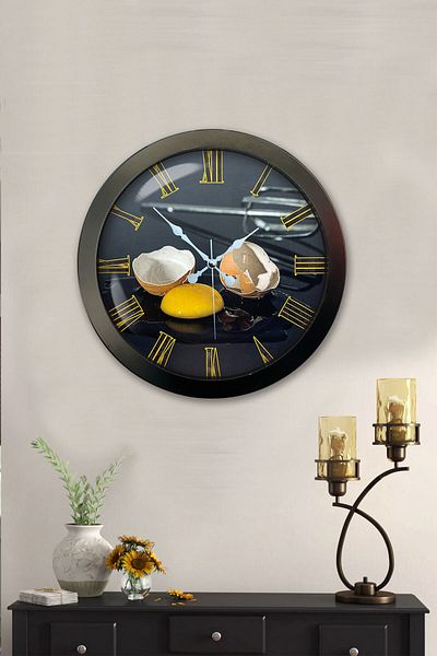 Kasva Concept Gift 36 cm Black Metal Kitchen Wall Clock