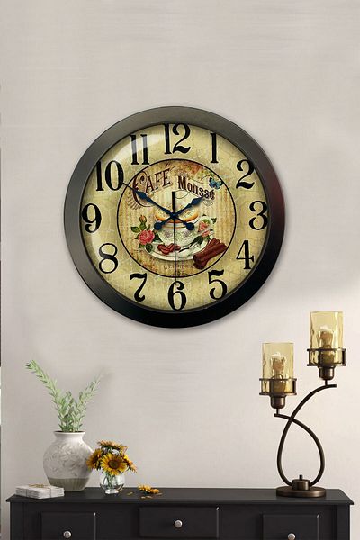 Kasva Concept Gift 36 cm Black Metal Kitchen Wall Clock