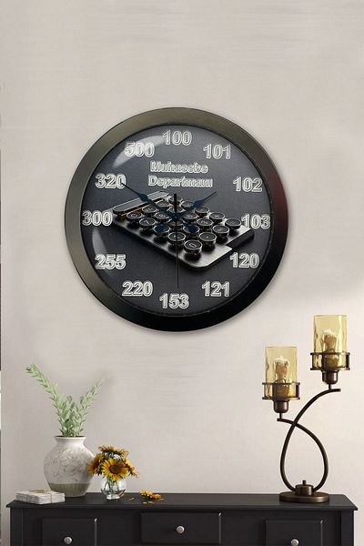 Kasva Concept Gift 36 cm Black Metal Accountant Wall Clock