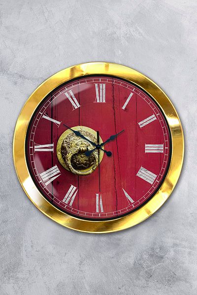 Kasva Concept Gift 36 cm Gold Metal Roman Numeral Wall Clock