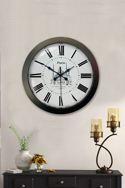 Kasva Concept Gift 36 cm Black Metal Istanbul Wall Clock