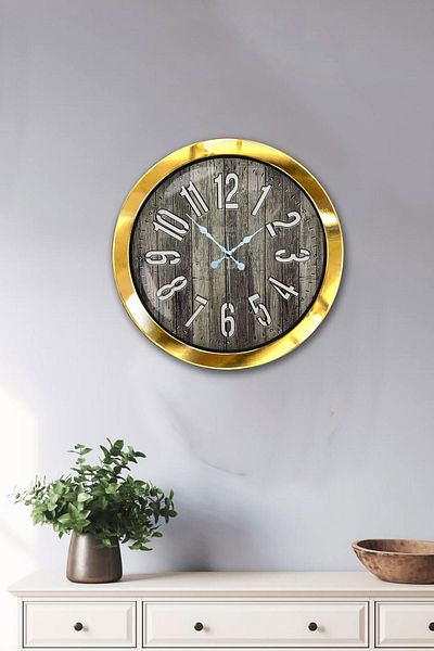 Kasva Concept Gift 36 cm Gold Metal Antique Wall Clock