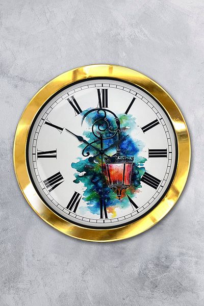 Kasva Concept Gift 36 cm Gold Metal Mosaic Wall Clock