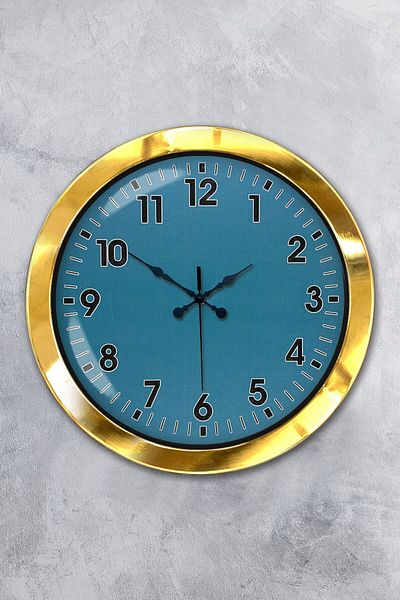 Kasva Concept Gift 36 cm Gold Metal Blue Wall Clock