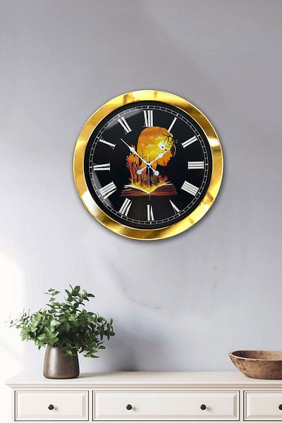 Kasva Concept 36 cm Gold Metal Book - Human Wall Clock