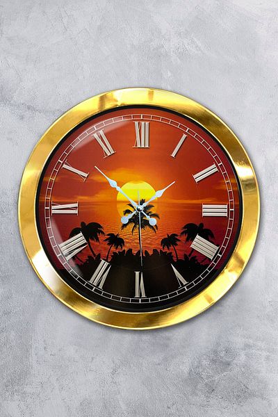 Kasva Concept Gift 36 cm Gold Metal Sunset Wall Clock