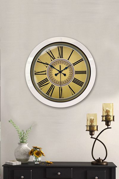 Kasva Concept Gift 36 cm White Metal Roman Numeral Wall Clock