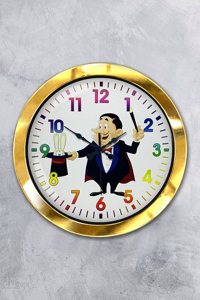 Kasva Concept Gift 36 cm Gold Metal Wizard Wall Clock